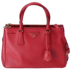 PRADA Saffiano Small Satchel Shoulder Bag Red Leather